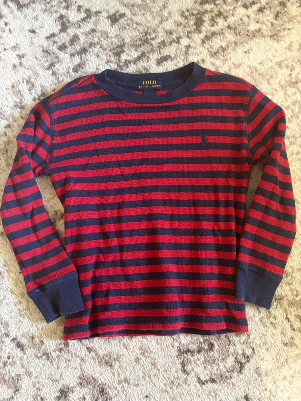 Polo by Ralph Lauren Red & Navy Striped Long-Sleeve Tee